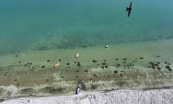 Kuraklığın etkisiyle su seviyesi düşen Eğirdir Gölü dronla görüntülendi