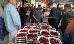 Manisa'da 10 dakikada 2 kilo 592 gram kiraz yiyen yarışmacı birinci oldu
