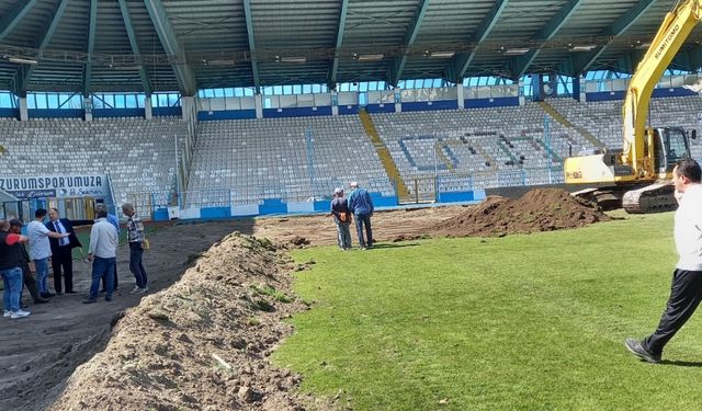 Kazım Karabekir Stadı'nın zemini hibrit çime dönüştürülüyor