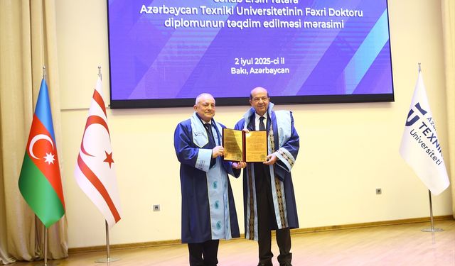 KKTC Cumhurbaşkanı Tatar'a Azerbaycan Teknik Üniversitesince fahri doktora unvanı verildi