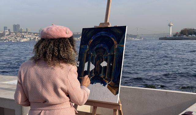 Öğretmenler Kız Kulesi'nden İstanbul'u tuvallerine yansıttı