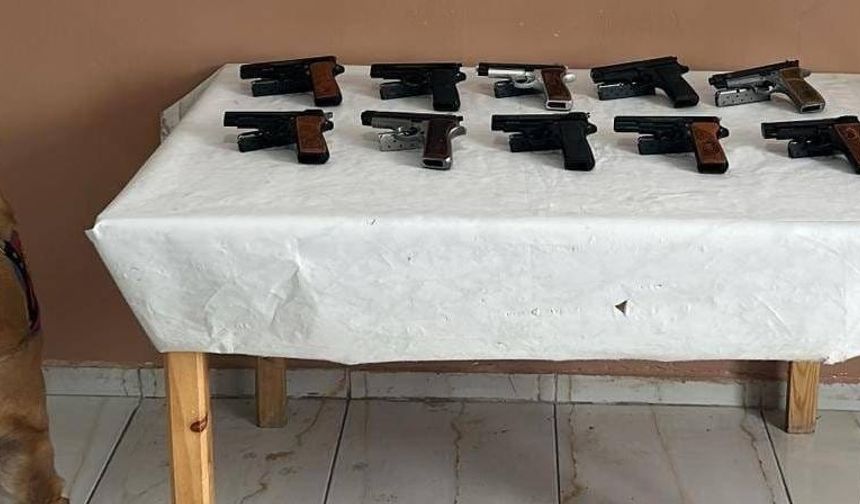 Erzurum'da jandarma ekiplerince ruhsatsız 10 tabanca ele geçirildi