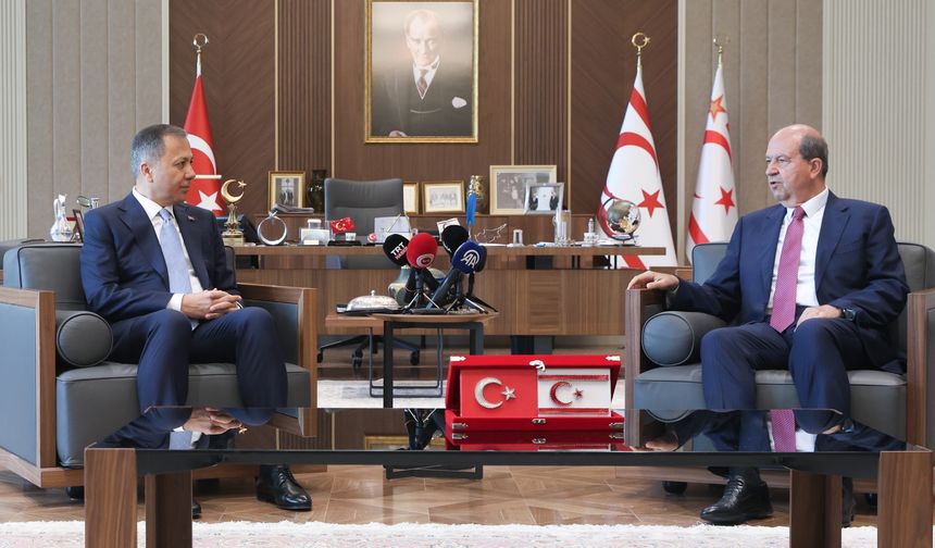KKTC Cumhurbaşkanı Tatar, İçişleri Bakanı Yerlikaya'yı kabul etti